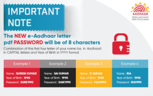Examples of aadhaar card password how to get Original Aadhaar Card Anytime Anywhere