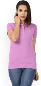 Flipkart- Buy Aeropostale Solid Women Polo Neck Purple T-Shirt at Rs 140