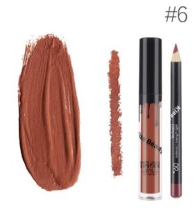 Kiss Beauty Matte Liquid Lipgloss Lipstick and Lip Liner (Shade 6)