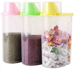 LMS Plastic Cereal Dispenser Jar Set, 2.5 Litres, Set of 3, Multicolor