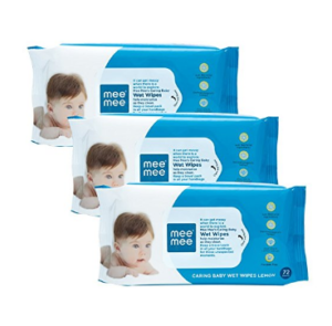 Mee Mee Caring Baby Wet Wipes with Lemon Fragrance - 72 pcs (Pack of 3) 