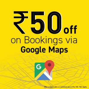 Meru cab- Get flat Rs 50 off on min Meru Bookings worth Rs 100 via Google Maps 