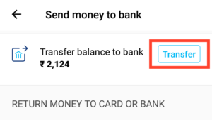 Paytm – Transfer Money to Bank account for Free (Step 3)