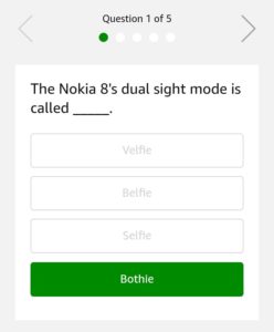 answer Amazon Nokia 8 Quiz