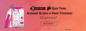 location of Amazon Veet Trimmer Quiz answer