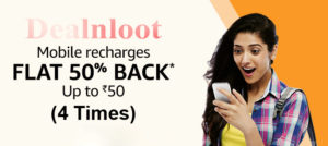 50% Cashback (up to Rs 50) on Recharge via Amazon Pay Balance