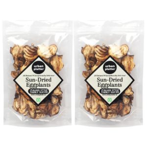 Amazon- Buy Urban Platter Sun-Dried Thin Sliced Aubergine, 50g [Pack of 2] at Rs 199