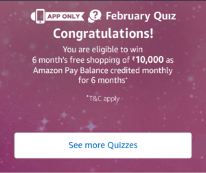 Amazon February Quiz Question Winner