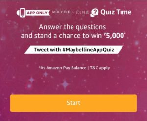 Amazon Maybelline Quiz Time Answer
