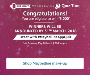 Amazon Maybelline Quiz Winners