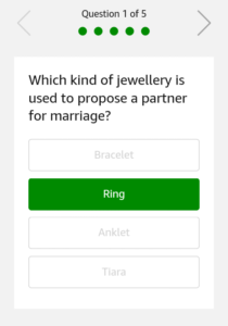 Amazon Nevi Jewellery Quiz Question