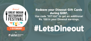 Dineout Rs 150 Credits