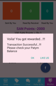 Reward Chat PayTM Transfer