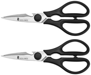 Solimo Premium High-Carbon Stainless Steel Detachable Kitchen Shears Set, Set of 2, Silver