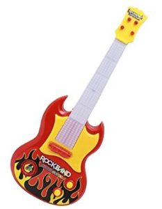 Toyshine Guitar Toy, 17 Inches, Battery Operated with Music and Lights, Red Yellow 