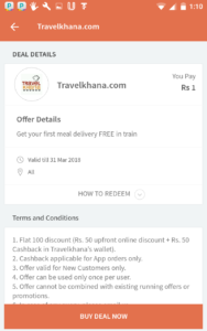 Travelkhana- Get your First Meal Free