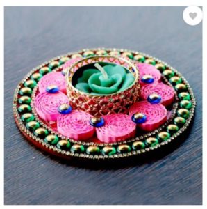 eCraftIndia Terracotta, Paper Table Diya Set