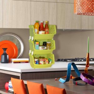 Amazon - Buy Klaxon Plastic Storage Racks - 3 Tier Fordable Multipurpose Kitchen Rack  Bathroom Storage Stand - Green at Rs 494