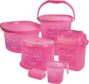 Amazon- Buy Nayasa Funk Bathroom Set Deluxe, 6 pieces, Pink at Rs 1146