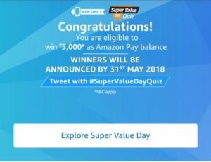 Amazon Super Value Day Quiz Answers Today April