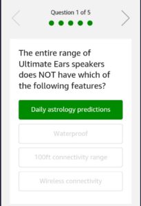 Amazon Ultimate Ears Quiz Answer