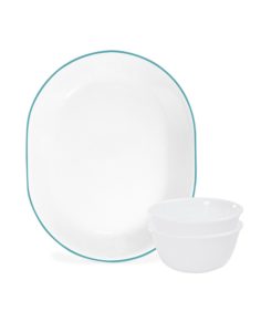 Corelle South Beach and Winter Frost Glass Dosa Platter Set, 3-Pieces