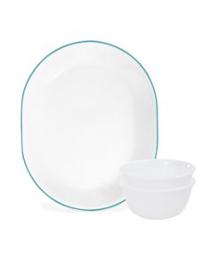 Corelle South Beach and Winter Frost Glass Dosa Platter Set, 3-Pieces