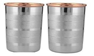 Frestol Copper Steel Designer Glasses Serveware, Tableware having Capacity 200 ML- (Set of 2)