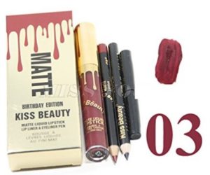 Kiss Beauty Birthday Edition Matte Lipgloss and Lip liner and Kohl kajal at rs.225