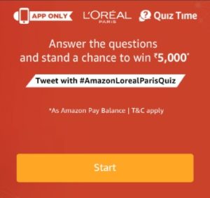 L'Oreal Quiz Time Answers Today