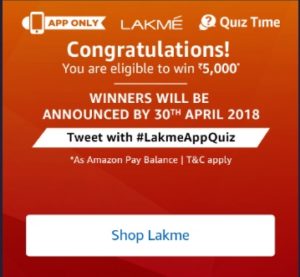 Lakme Contest Answers Amazon