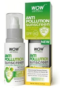 WOW Anti Pollution Sunscreen Water Resistant Sunscreen Lotion - No Parabens & Mineral Oils -Shields skin from PM2.5 pollutants