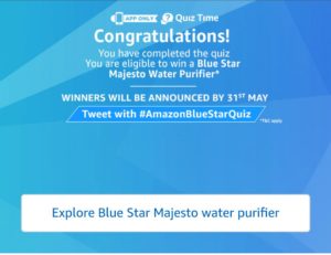 Amazon Blue Star Water Purifier Quiz