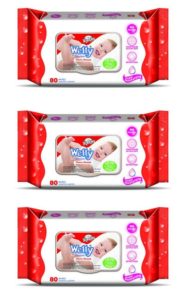 Amazon - Buy Wetty Premium Wet Wipes - Cherry Blossom (80 + 80 + 80 Count) at Rs 195 only