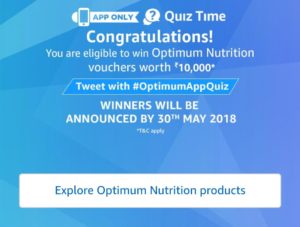 Amazon Optimum Nutrition Quiz