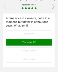 Amazon Riddles Quiz April Answers