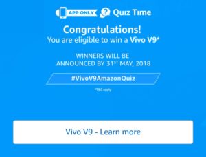 Amazon Vivo V9 Contest Answers Today