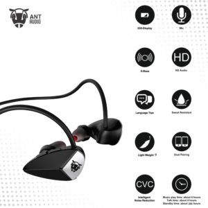Ant Audio H27 Wireless Sports Earphone with Mic (Black)