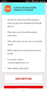 Dineout- Get Flat Rs.100 off