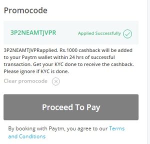 (Proof Steal) PayTM - Get Rs 1000 Cashback on Flights on Rs 2000 Booking proof