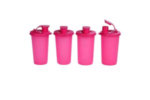 Signoraware Small Stylish Sipper Set, 370ml, Set of 4, Pink