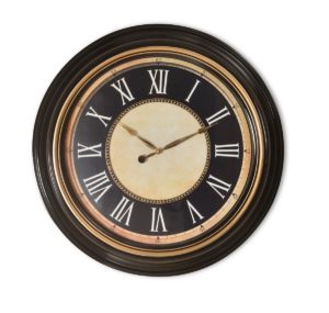 Amazon- Buy @Home Romano Plastic Wall Clock (Black and Gold) at Rs 511