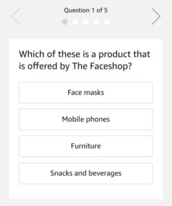 Amazon Face Shop Quiz