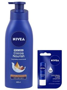 Nivea Cocoa nourish long lasting Lotion, 400ml with Free Nivea Original Care Lip Balm, 4.8g