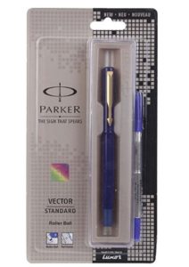 Parker Vector Standard Gold Trim Roller Ball Pen (Black) at rs.169