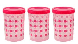 Ratan E-ZEE Lock Polka Design Plastic Container Set, 2 Litres, Set of 3, Pink at rs.167