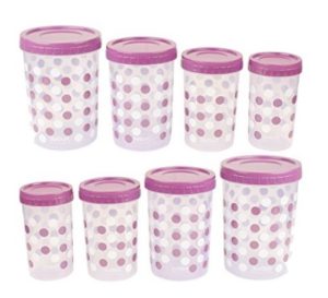 Ratan E-ZEE Lock Polka Design Plastic Container Set, 8-Pieces at rs.249