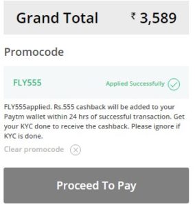 paytm flight fly555 code