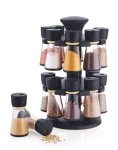 Amazon - Buy Floraware Plastic Revolving Spice Rack Set, 70ml, Set of 16, Black  at Rs 541 only