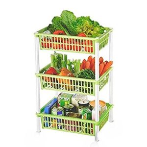 Amazon - Buy Skykitchen 3 Layer Plastic Fruit & Vegetable Basket (Green)   at Rs 409